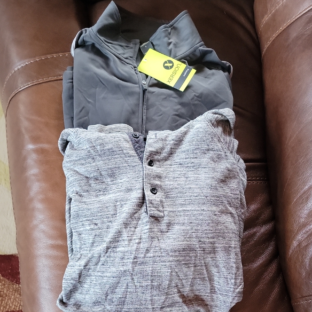 Xersion Charcoal and Heather Gray Zip Up And Marc Anthony Sweatshirt Mens Large